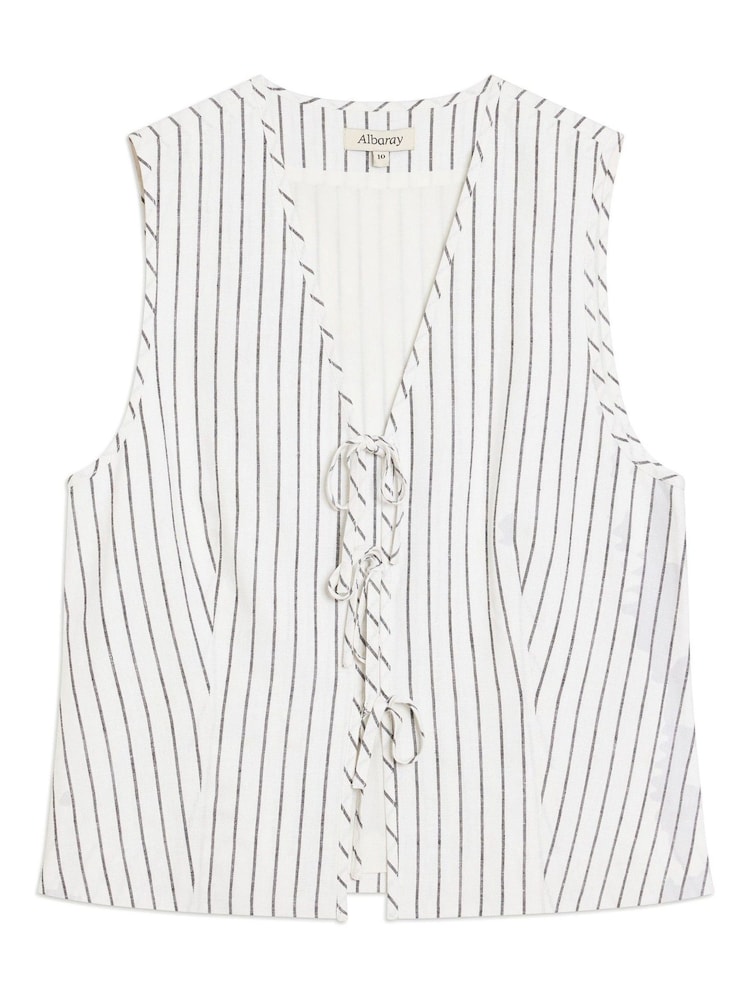 Albaray Stripe Linen Tie White Waistcoat - Image 5 of 5