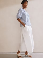 Albaray Blue Ticking Stripe Notch Neck Top - Image 3 of 5