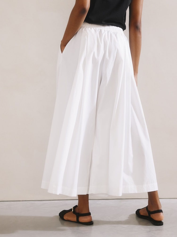 Albaray Super Wide Leg 100% Organic Cotton White Culottes - Image 2 of 4