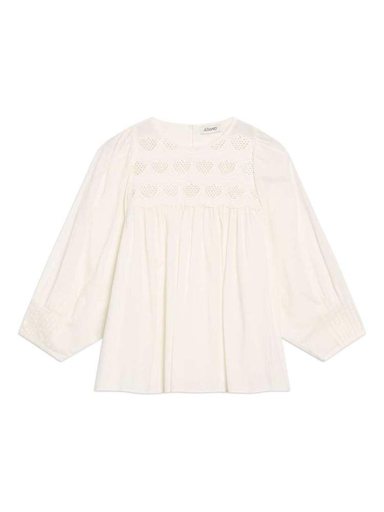 Albaray Cream Embroidered 100% Cotton Yoke Top - Image 2 of 4 Albaray Cream Embroidered 100% Cotton Yoke Top - Image 2 of 4