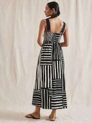 Albaray Patchwork Stripe Wide Strap Black Sundress - Image 2 of 6