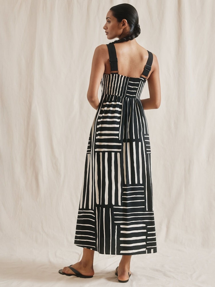 Albaray Patchwork Stripe Wide Strap Black Sundress - Image 2 of 6
