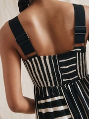 Albaray Patchwork Stripe Wide Strap Black Sundress - Image 3 of 6