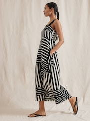 Albaray Patchwork Stripe Wide Strap Black Sundress - Image 4 of 6