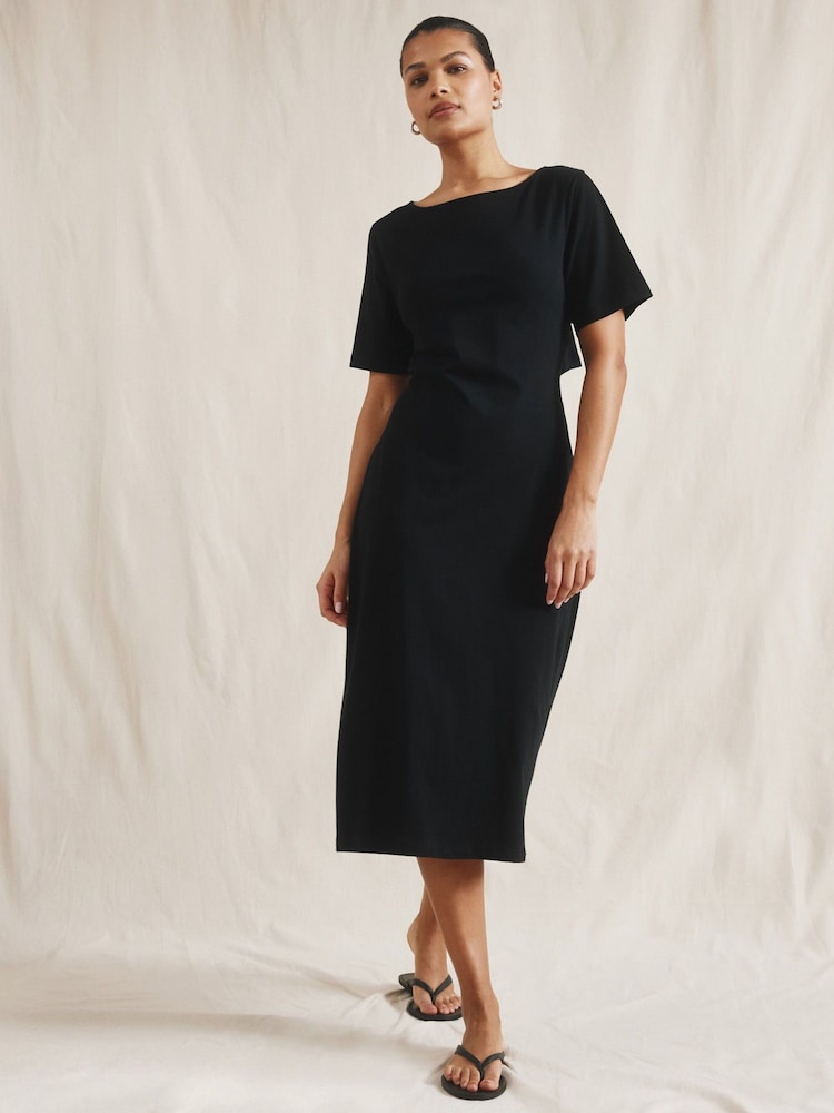 Albaray Open Back 100% Cotton Black Dress - Image 1 of 4