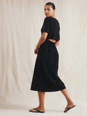 Albaray Open Back 100% Cotton Black Dress - Image 2 of 4