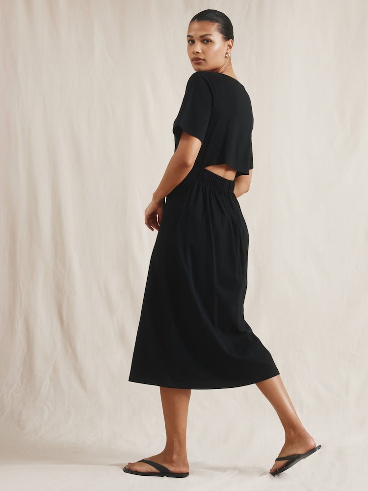 Albaray Open Back 100% Cotton Black Dress - Image 2 of 4