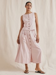 Albaray Pink Linen Button Through Top - Image 4 of 5
