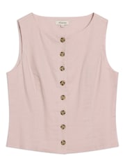 Albaray Pink Linen Button Through Top - Image 5 of 5
