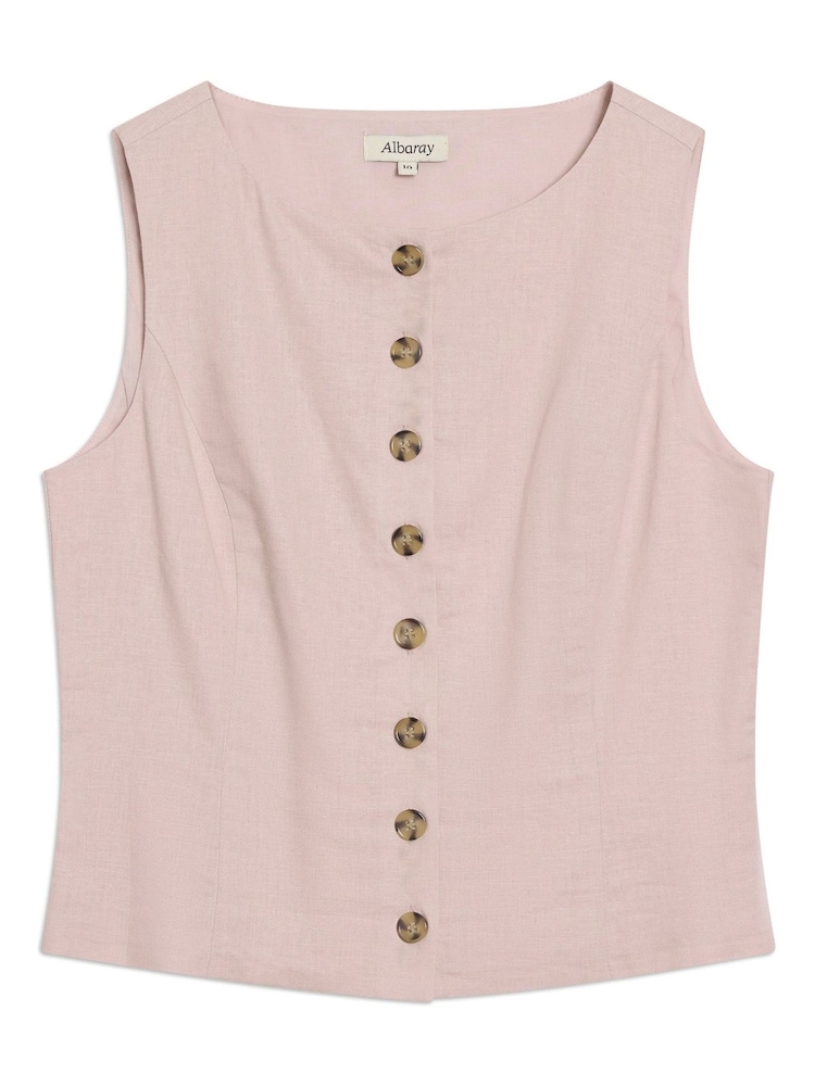 Albaray Pink Linen Button Through Top - Image 5 of 5