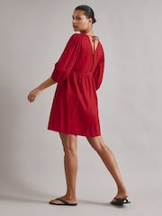 Albaray Red Linen Short V-Neck Dress - Image 2 of 5