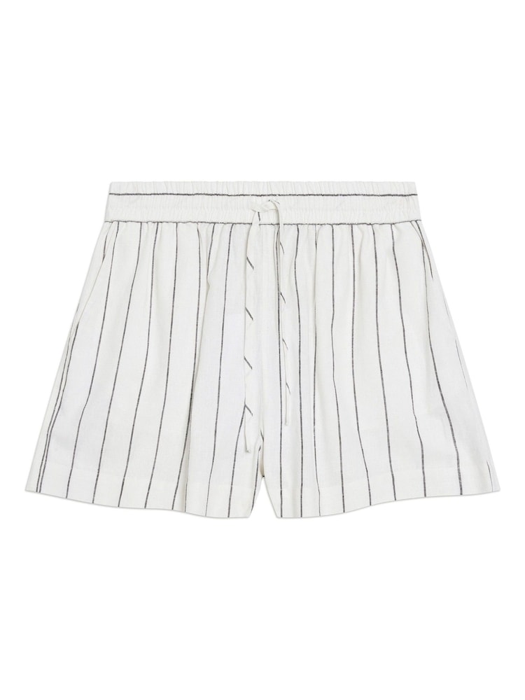 Albaray Wide Stripe Linen White Shorts - Image 6 of 6 Albaray Wide Stripe Linen White Shorts - Image 6 of 6