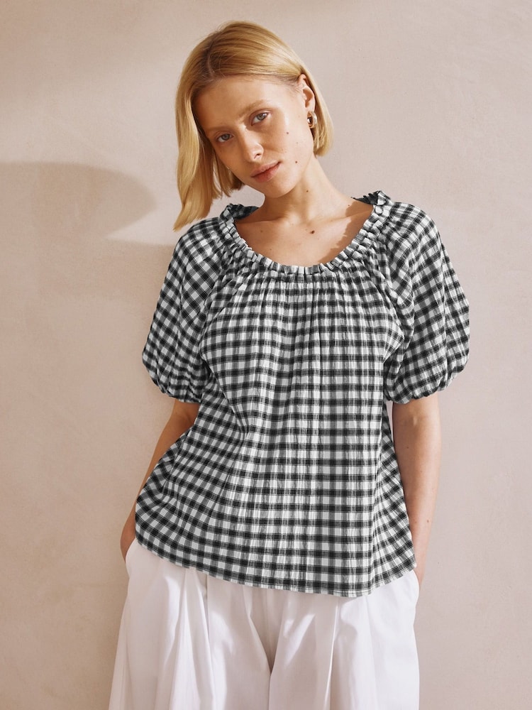 Albaray Gingham Black Blouse - Bild 1 von 5