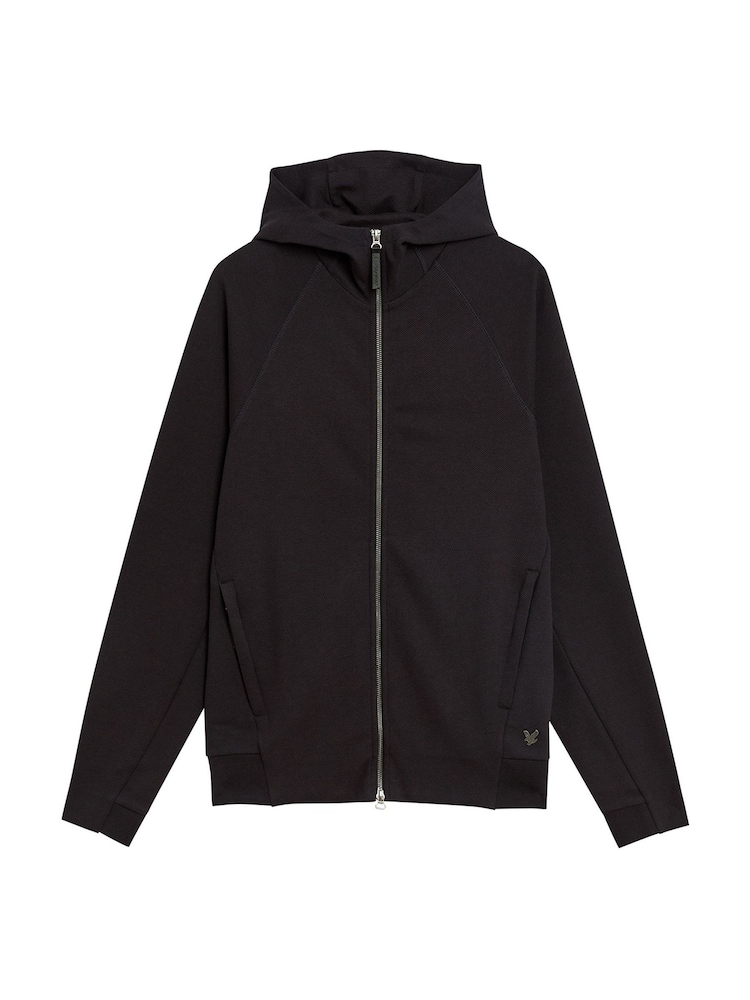 Lyle & Scott Black Diagonal Interlock Hooded Zip Through Hoodies - Image 6 of 6