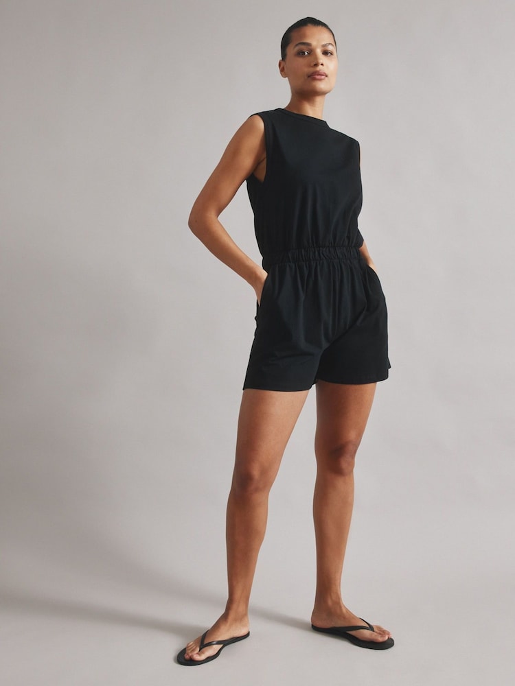 Albaray Tank Short 100% Cotton Black Playsuit - Image 1 of 5 Albaray Tank Short 100% Cotton Black Playsuit - Image 1 of 5
