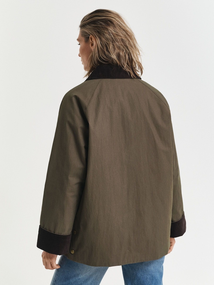 GANT Green Waxed Cotton Barn Jacket - Image 2 of 8 GANT Green Waxed Cotton Barn Jacket - Image 2 of 8