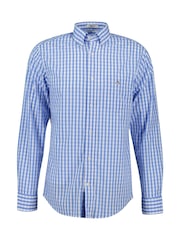 GANT Blue Regular Fit Classic Poplin Gingham 100% Cotton Shirt - Image 1 of 2