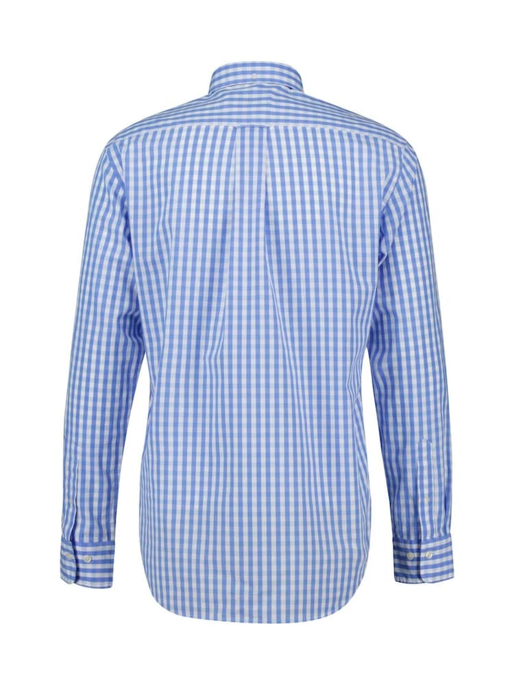GANT Blue Regular Fit Classic Poplin Gingham 100% Cotton Shirt - Image 2 of 2