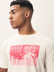 GANT Cream Light Relaxed Fit Miami Graphic T-Shirt - Image 3 of 5
