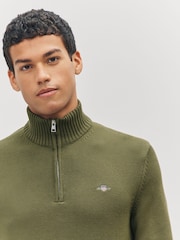 GANT Green Casual 100% Cotton Half-Zip Sweater - Image 3 of 5