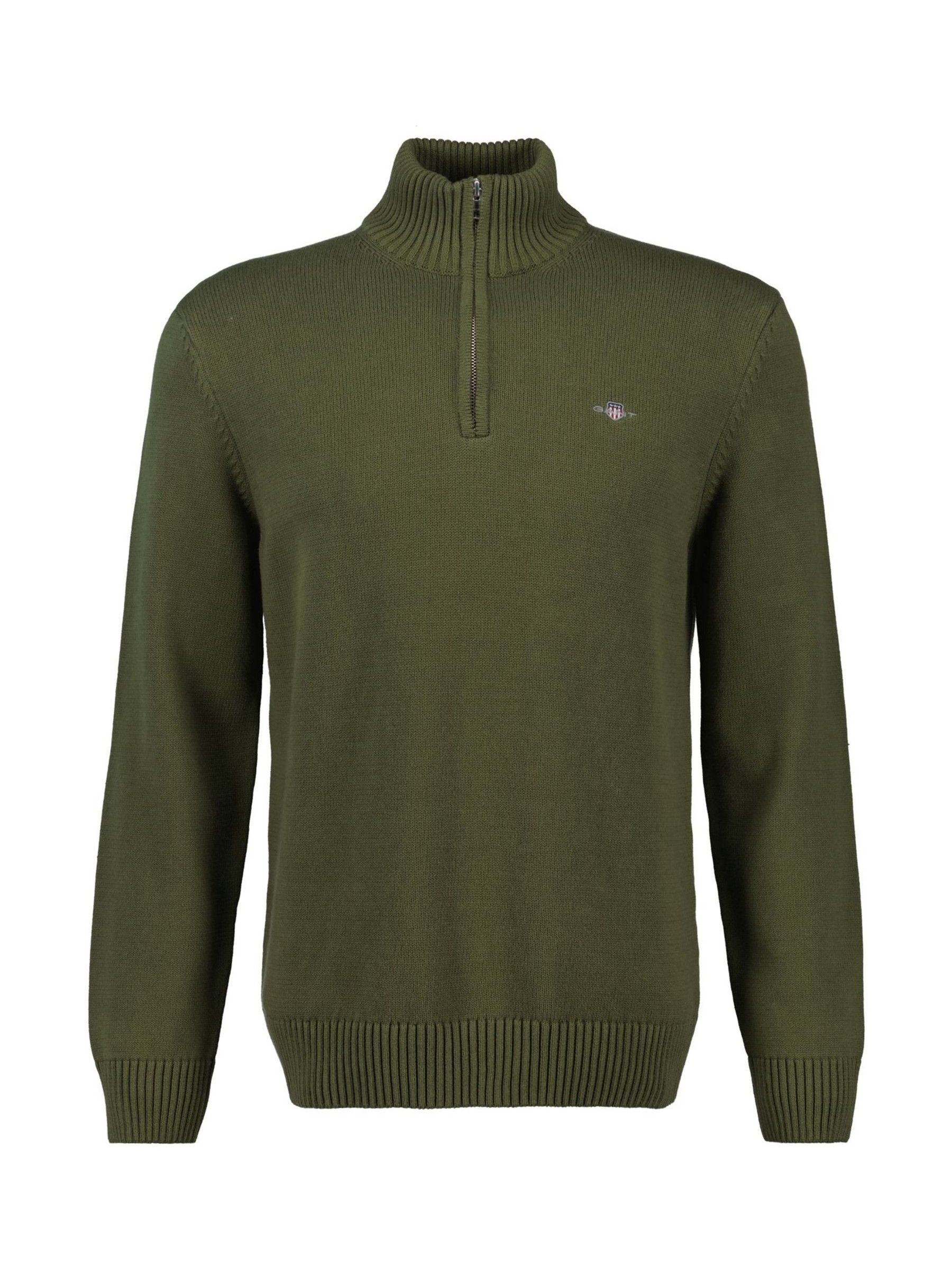 Buy GANT Mid Green Casual Cotton Quarter Zip Jumper from Next