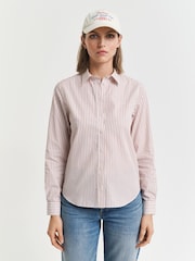 GANT Pink Regular Fit 100% Cotton Classic Poplin Striped Shirt - Image 1 of 4