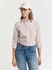 GANT Pink Regular Fit 100% Cotton Classic Poplin Striped Shirt - Image 3 of 4