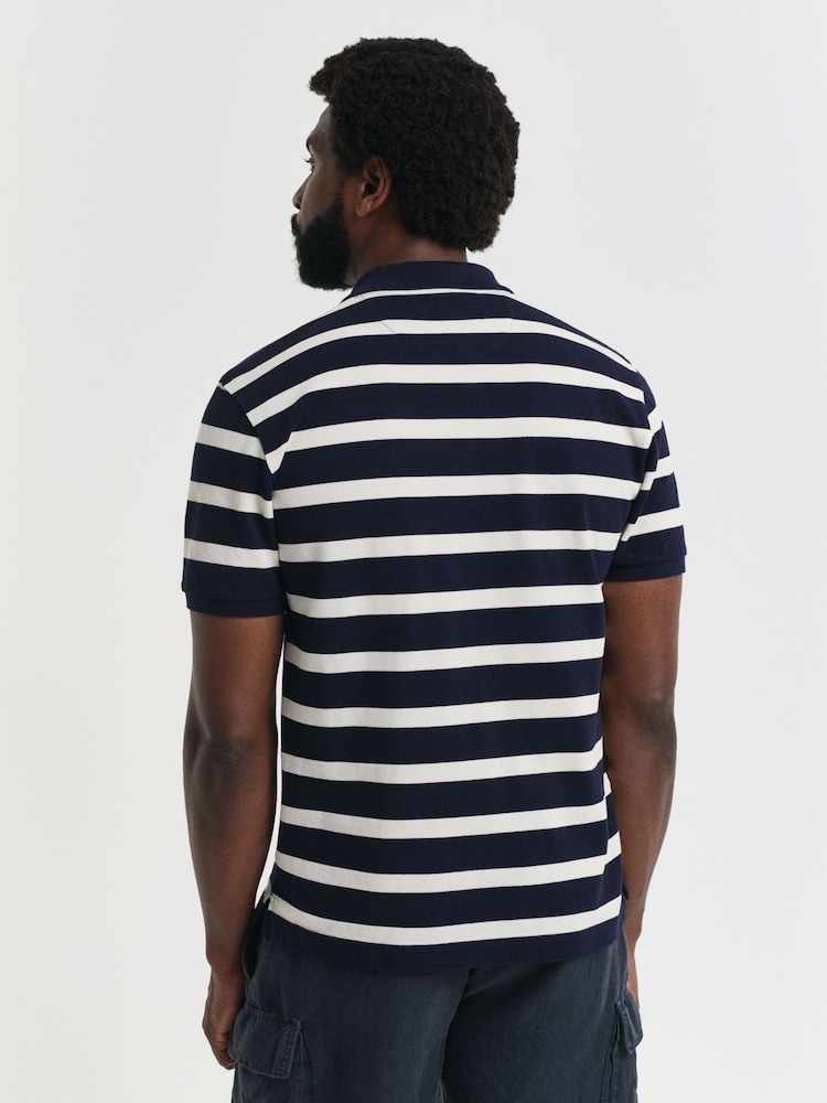 GANT Blue Striped Polo Shirt - Image 3 of 4