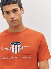 GANT Orange Archive Shield 100% Cotton T-Shirt - Image 3 of 5