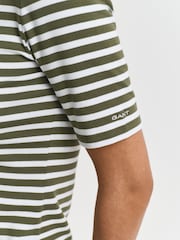 GANT Green Striped Rib T-Shirt - Image 5 of 6