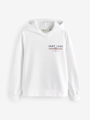 GANT White Regular Fit Graphic Hoodie - Image 1 of 1
