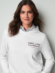 GANT White Regular Fit Graphic Hoodie - Image 3 of 5