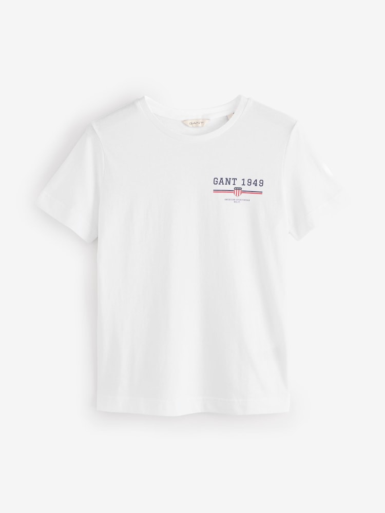 GANT White Regular Fit 100% Cotton Graphic T-Shirt - Image 1 of 1