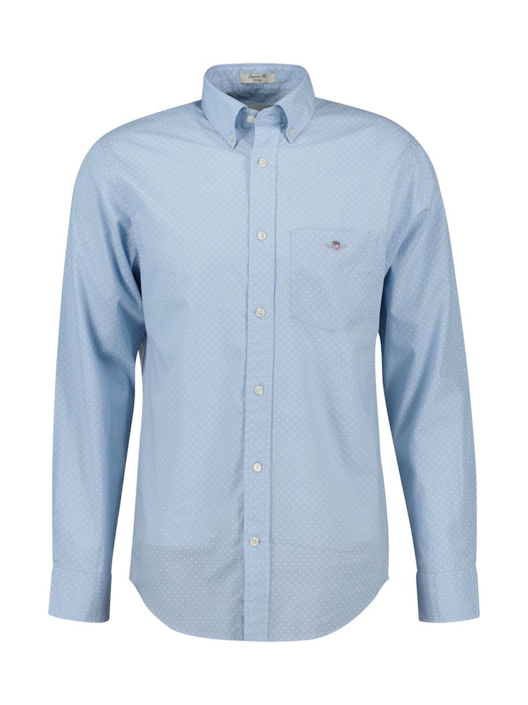 Azul - GANT Regular Fit 100% Cotton Micro Print Shirt - Imagen 1 de 2