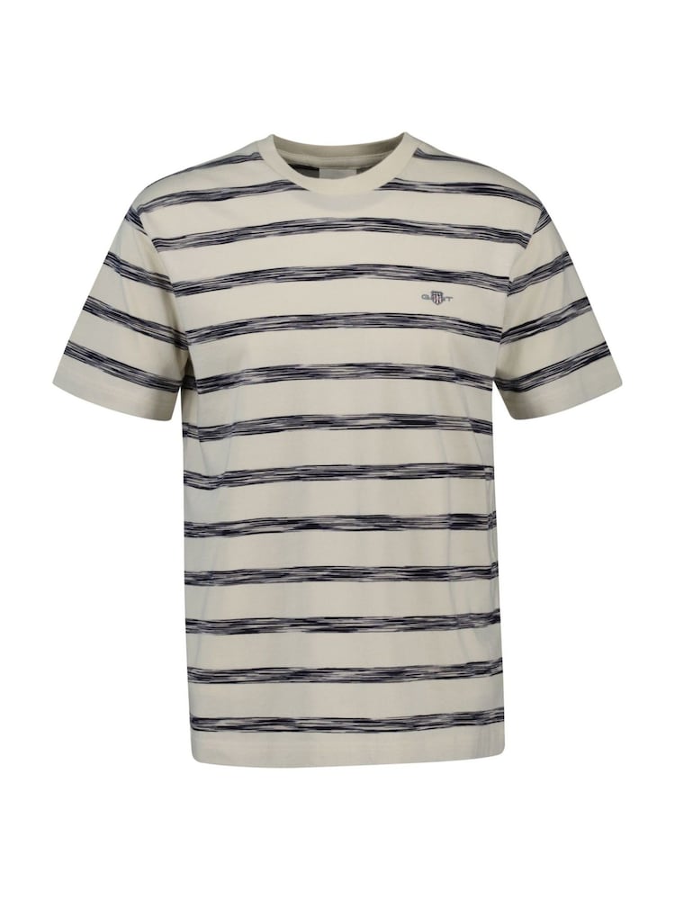 GANT Cream 100% Cotton Striped T-Shirt - Image 1 of 2 GANT Cream 100% Cotton Striped T-Shirt - Image 1 of 2