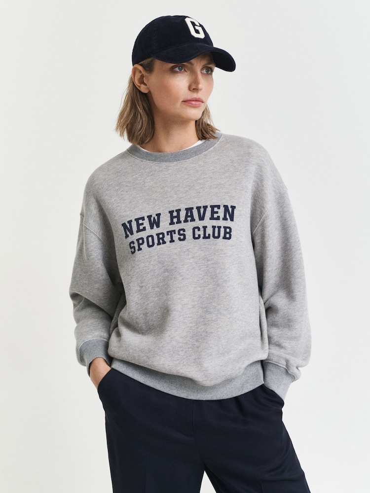GANT Grey 100% Cotton Graphic Crew Neck Sweatshirt - Image 1 of 5