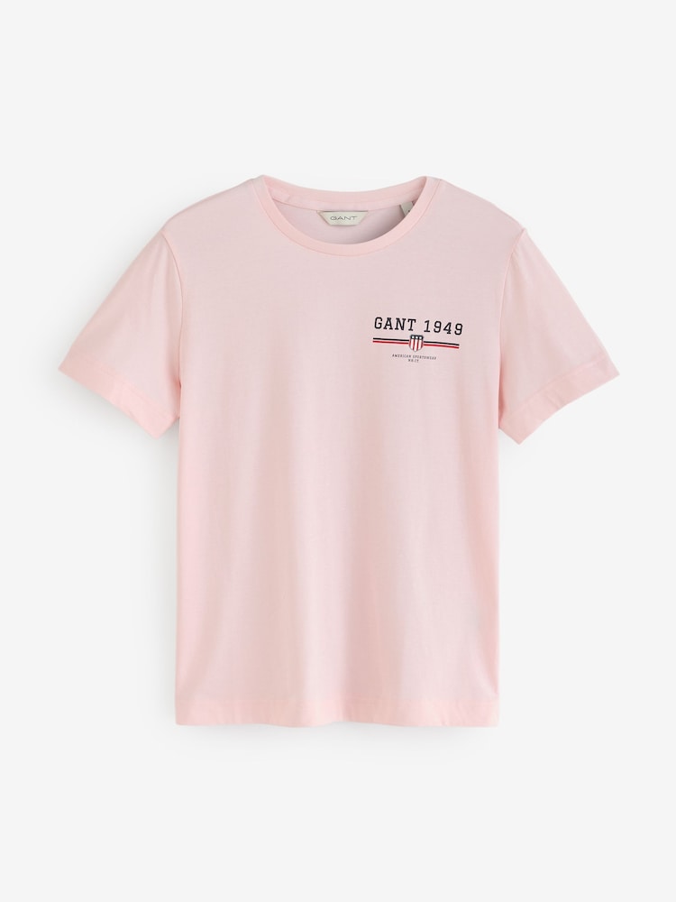 GANT Pink Regular Fit 100% Cotton Graphic T-Shirt - Image 1 of 1