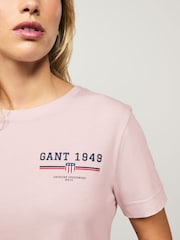 GANT Pink Regular Fit 100% Cotton Graphic T-Shirt - Image 3 of 5
