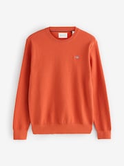 GANT Orange Textured 100% Cotton Crew Neck Sweatshirt - Image 1 of 1