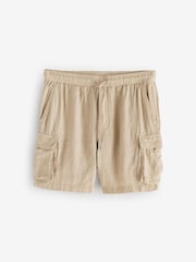 GANT Cream 100% Linen Cargo Drawstring Shorts - Image 6 of 6