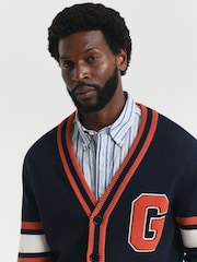 GANT Blue 100% Cotton G-Badge Cardigan - Image 3 of 6