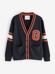GANT Blue 100% Cotton G-Badge Cardigan - Image 6 of 6