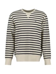 GANT Cream 100% Cotton Striped Waffle Crew Neck Sweatshirt - Image 1 of 2