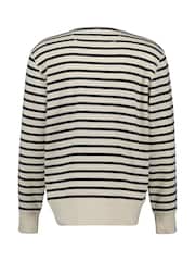GANT Cream 100% Cotton Striped Waffle Crew Neck Sweatshirt - Image 2 of 2