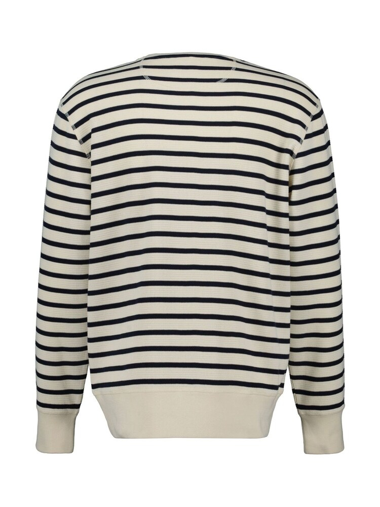 GANT Cream 100% Cotton Striped Waffle Crew Neck Sweatshirt - Image 2 of 2 GANT Cream 100% Cotton Striped Waffle Crew Neck Sweatshirt - Image 2 of 2