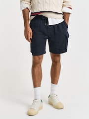 GANT Blue 100% Linen Cargo Drawstring Shorts - Image 1 of 5