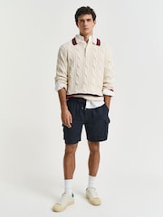 GANT Blue 100% Linen Cargo Drawstring Shorts - Image 3 of 5