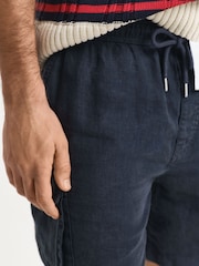GANT Blue 100% Linen Cargo Drawstring Shorts - Image 4 of 5