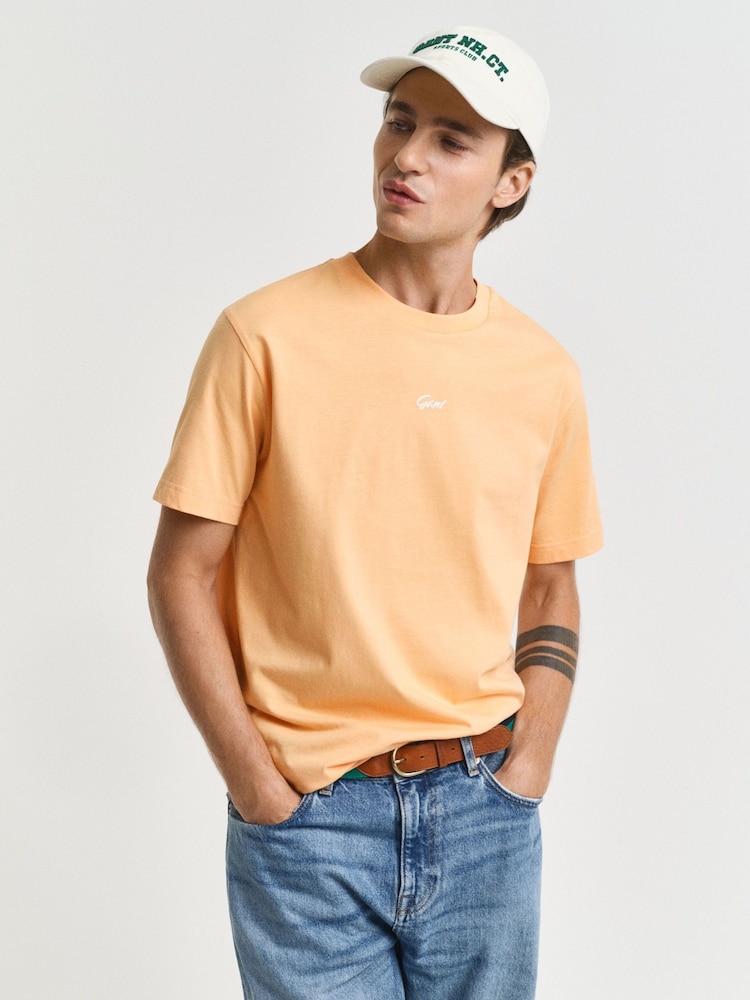 GANT Orange 100% Cotton Graphic T-Shirt - Image 1 of 4 GANT Orange 100% Cotton Graphic T-Shirt - Image 1 of 4