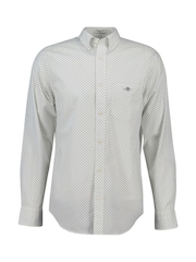 Crema - GANT Regular Fit 100% Cotton Micro Print Shirt - Imagen 1 de 2